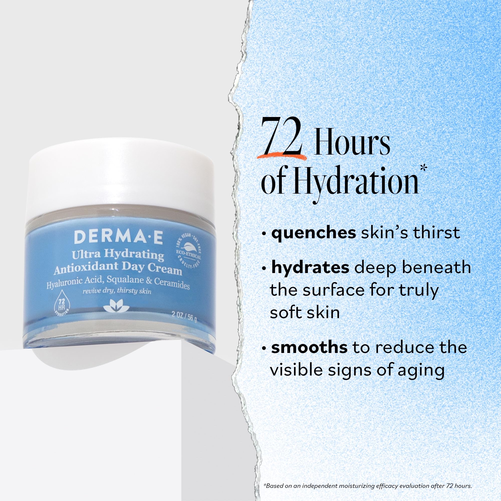 Derma E Ultra Hydrating Day Cream jar showing rich texture ideal under makeup.