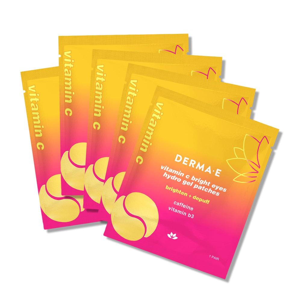 Derma E Vitamin C Bright Eyes patches pack front for quick under-eye refresh.
