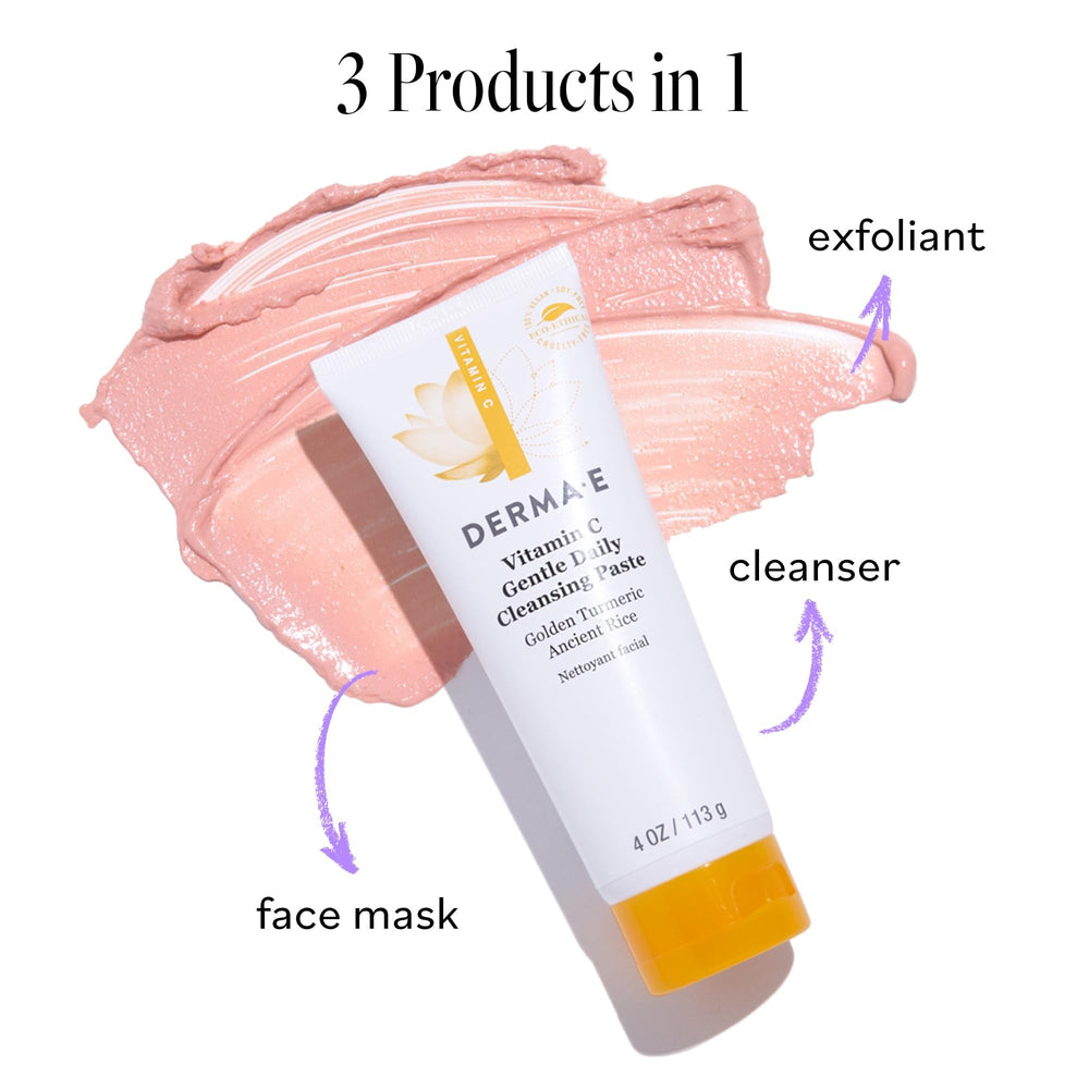 Derma E cleansing paste final look suggests brighter, even tone after use.
