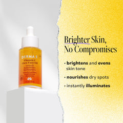 Derma E Vitamin C Glow Face Oil bottle infused with turmeric for radiant complexion.