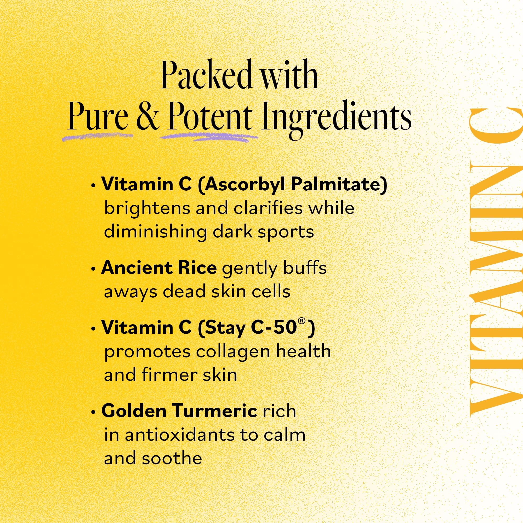 Derma E Vitamin C cleansing paste with golden turmeric ingredient detail for natural brightness.