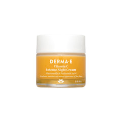 Derma E Vitamin C Night Cream jar highlights brightening and hydration for overnight renewal.