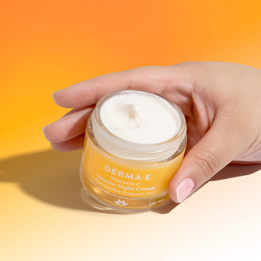 Derma E Vitamin C Night Cream integrated into a nighttime routine for hydrated, radiant skin.