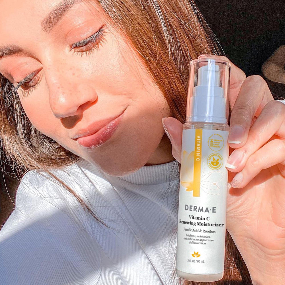 Derma E Vitamin C Renewing Face Moisturizer jar packaging signals clean vegan skincare inside