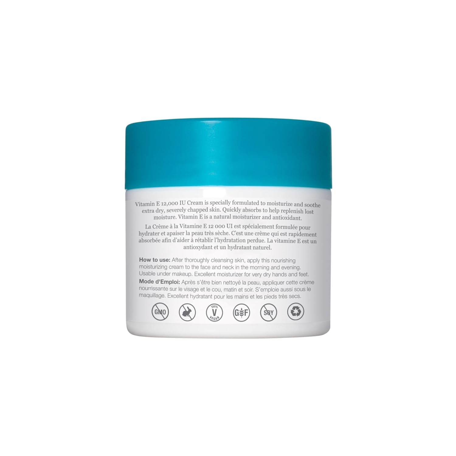Derma E Vitamin E 12,000 IU Cream vegan cruelty-free icon signaling ethical skincare.