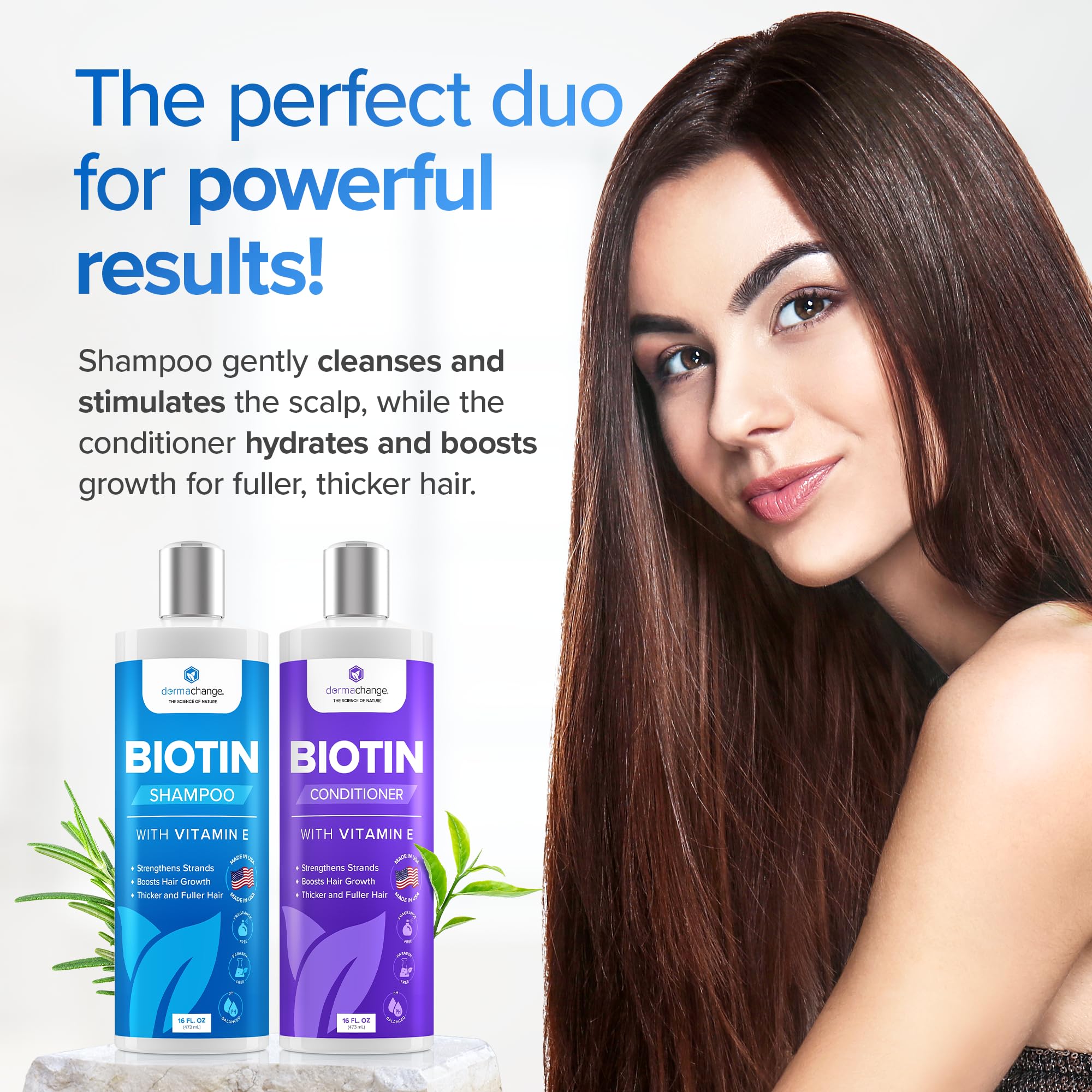 DermaChange natural ingredients close-up: Manuka honey, tea tree, rosemary for nourished hair.