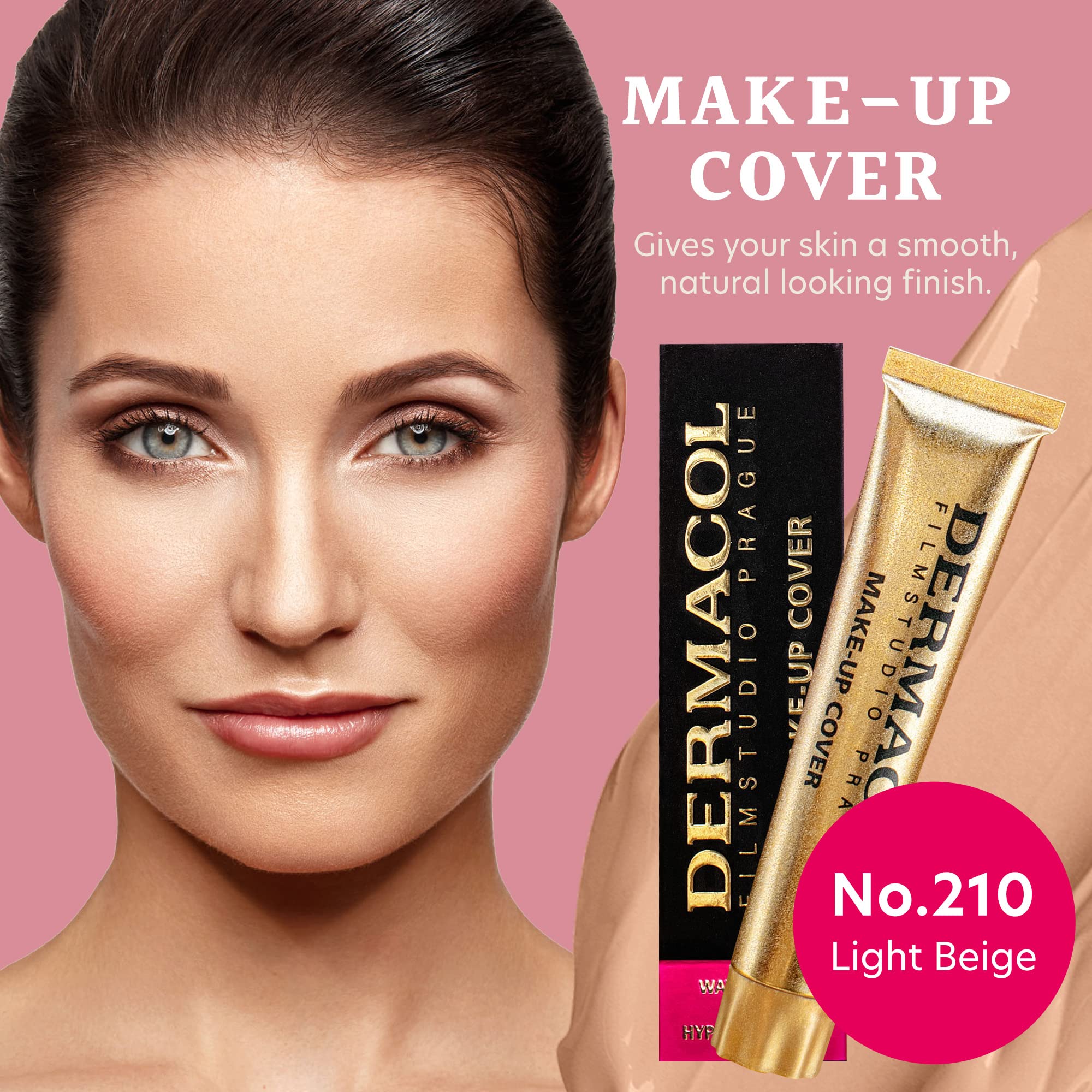 Dermacol 17-shade swatches displaying wide color range for accurate match.