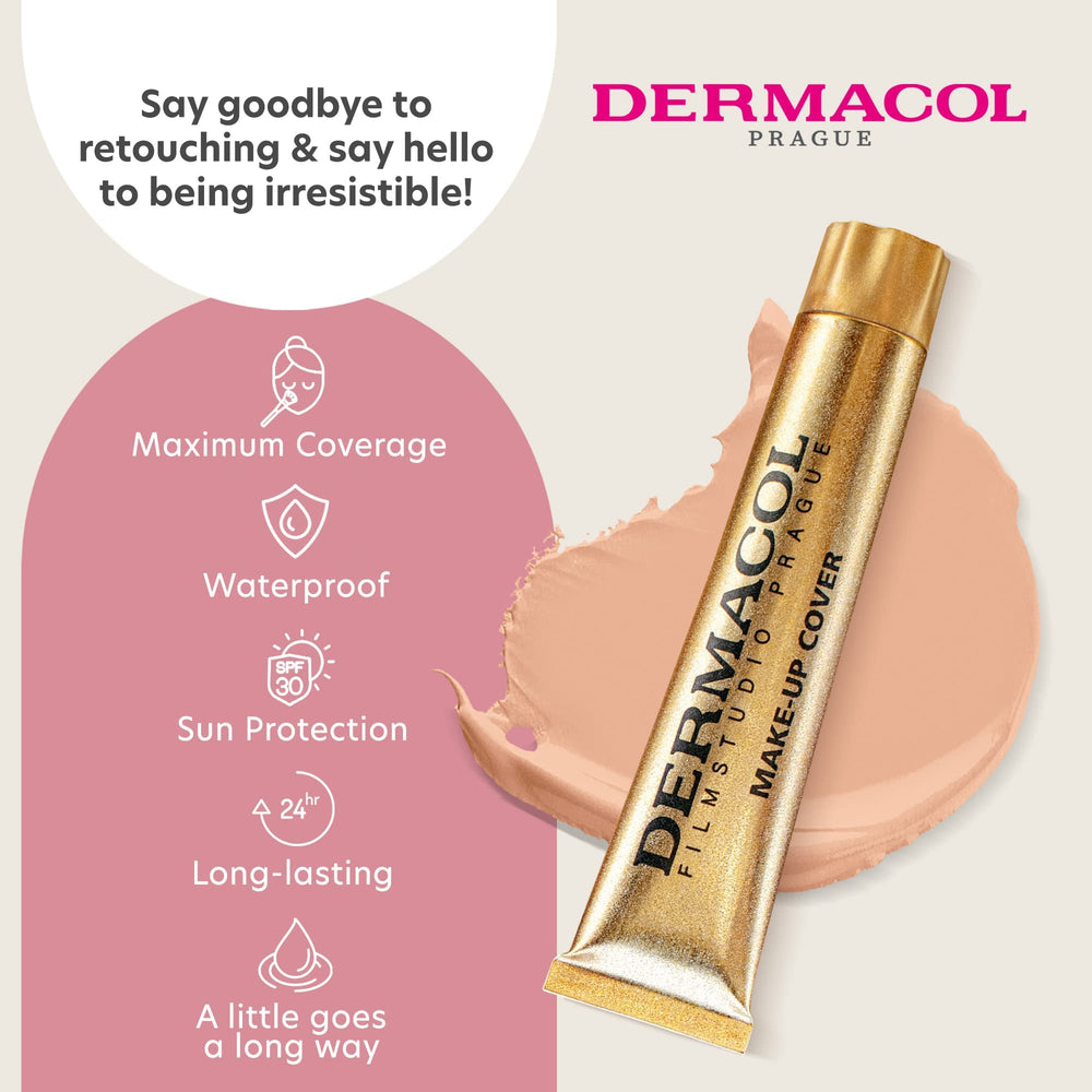 Dermacol foundation 207 on face during application shows even tone and matte finish.