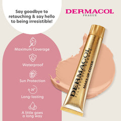 Dermacol foundation 207 on face during application shows even tone and matte finish.