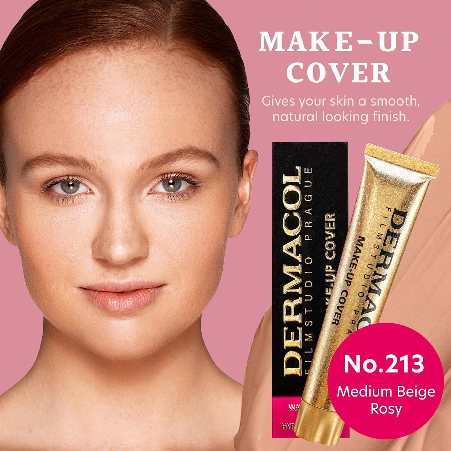 Dermacol foundation under-eye area shows brightened, even-toned skin