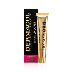 Dermacol full-coverage foundation bottle for long-lasting flawless skin.