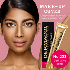 Dermacol foundation 223 swatches show shade options and coverage range.