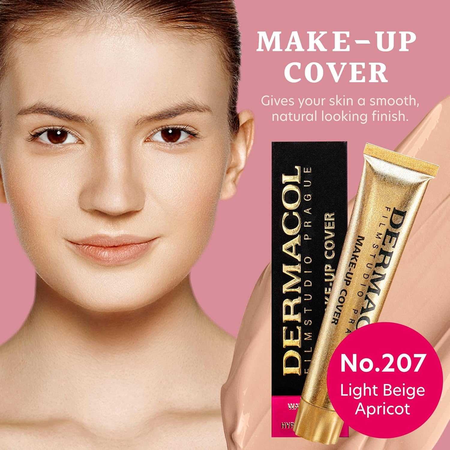Dermacol shade 207 swatches show natural match for oily skin tones