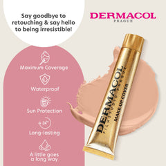 Dermacol foundation applied on face for smooth texture and even matte finish