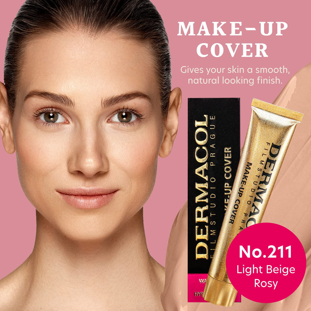 Dermacol foundation swatches displaying shade variety for precise skin tone matching
