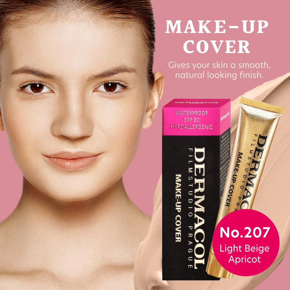Dermacol mini foundation 13g tube angled view highlights compact, long-wear coverage.