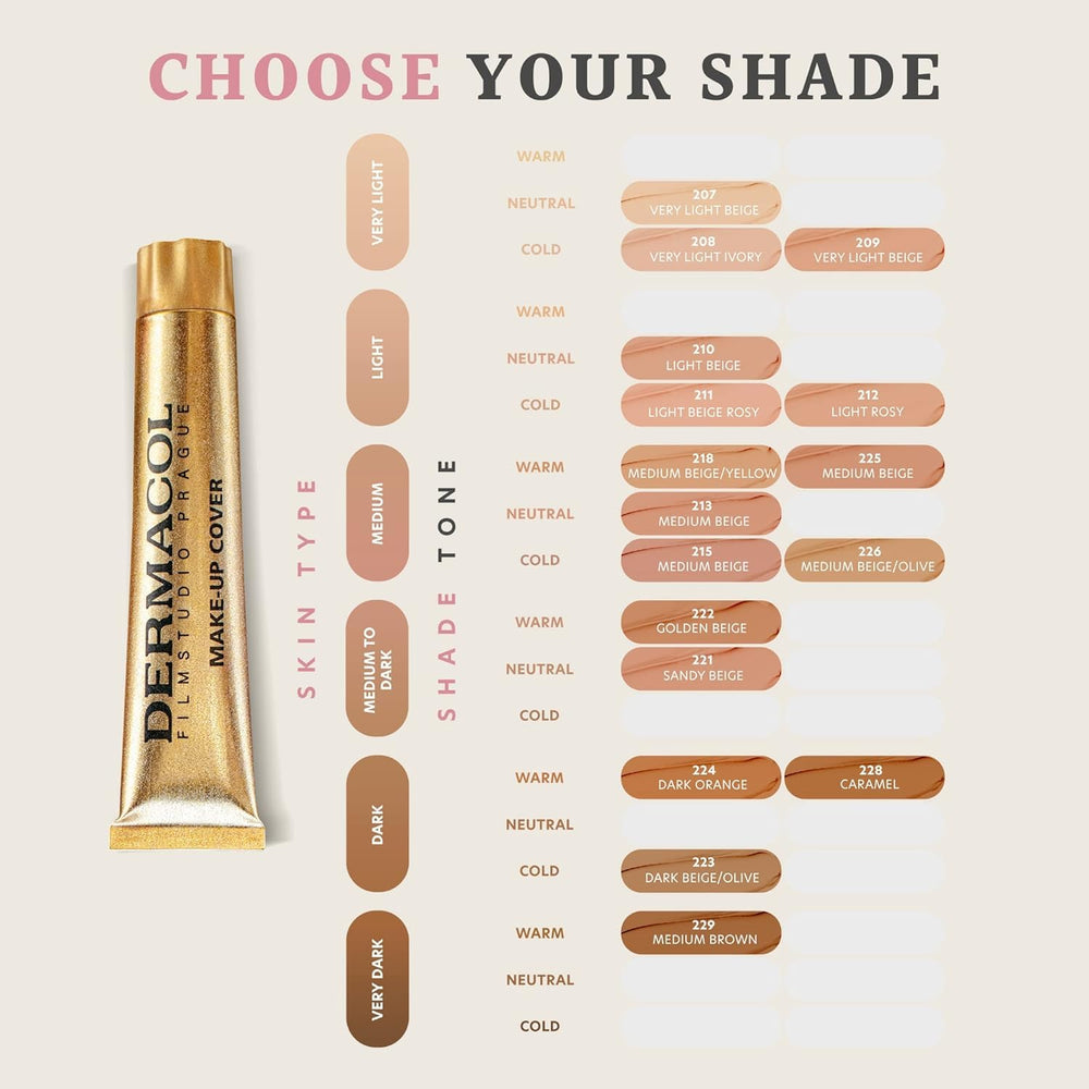 Dermacol shade 218 swatch illustrating ideal color match for warm skin tones.
