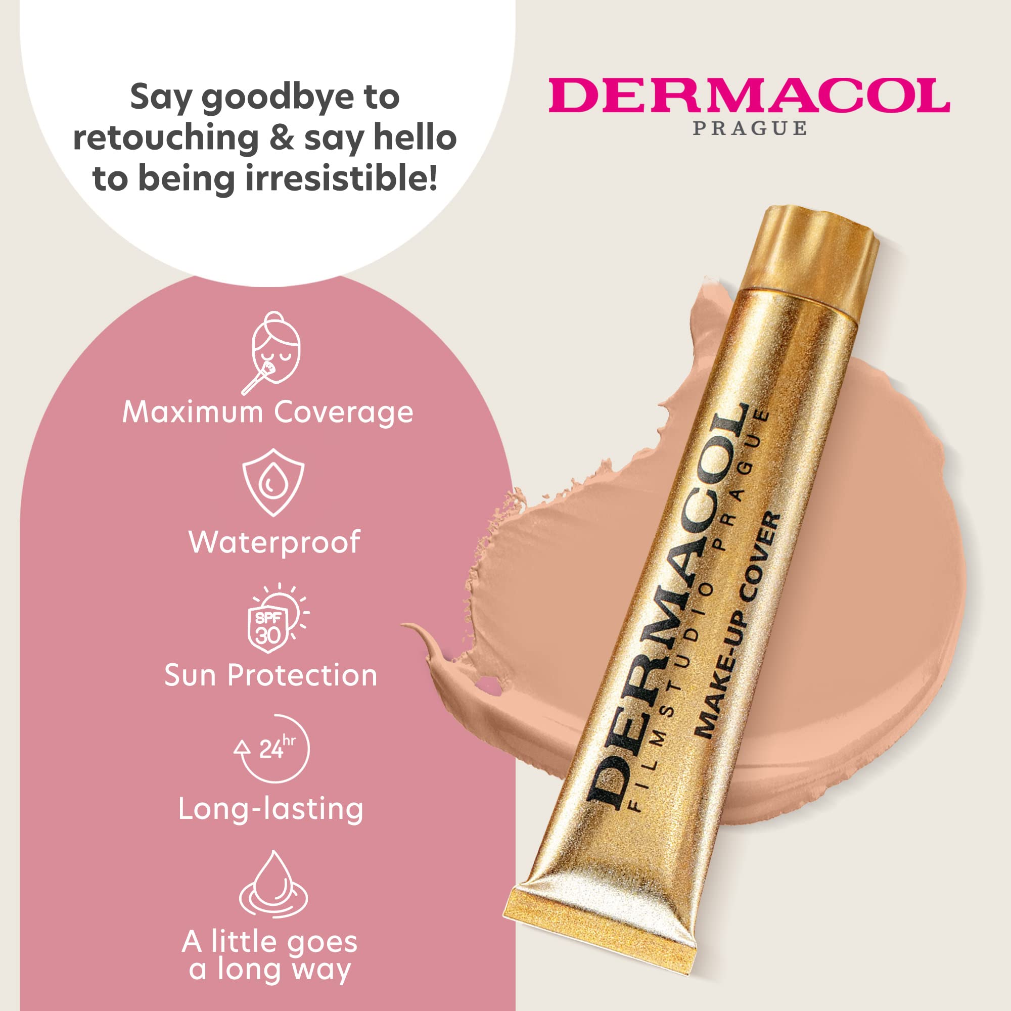 Dermacol SPF 30 waterproof foundation on skin during a sweat test.
