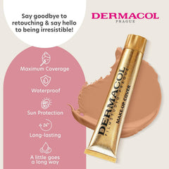 Dermacol waterproof foundation on skin offers all-day wear.