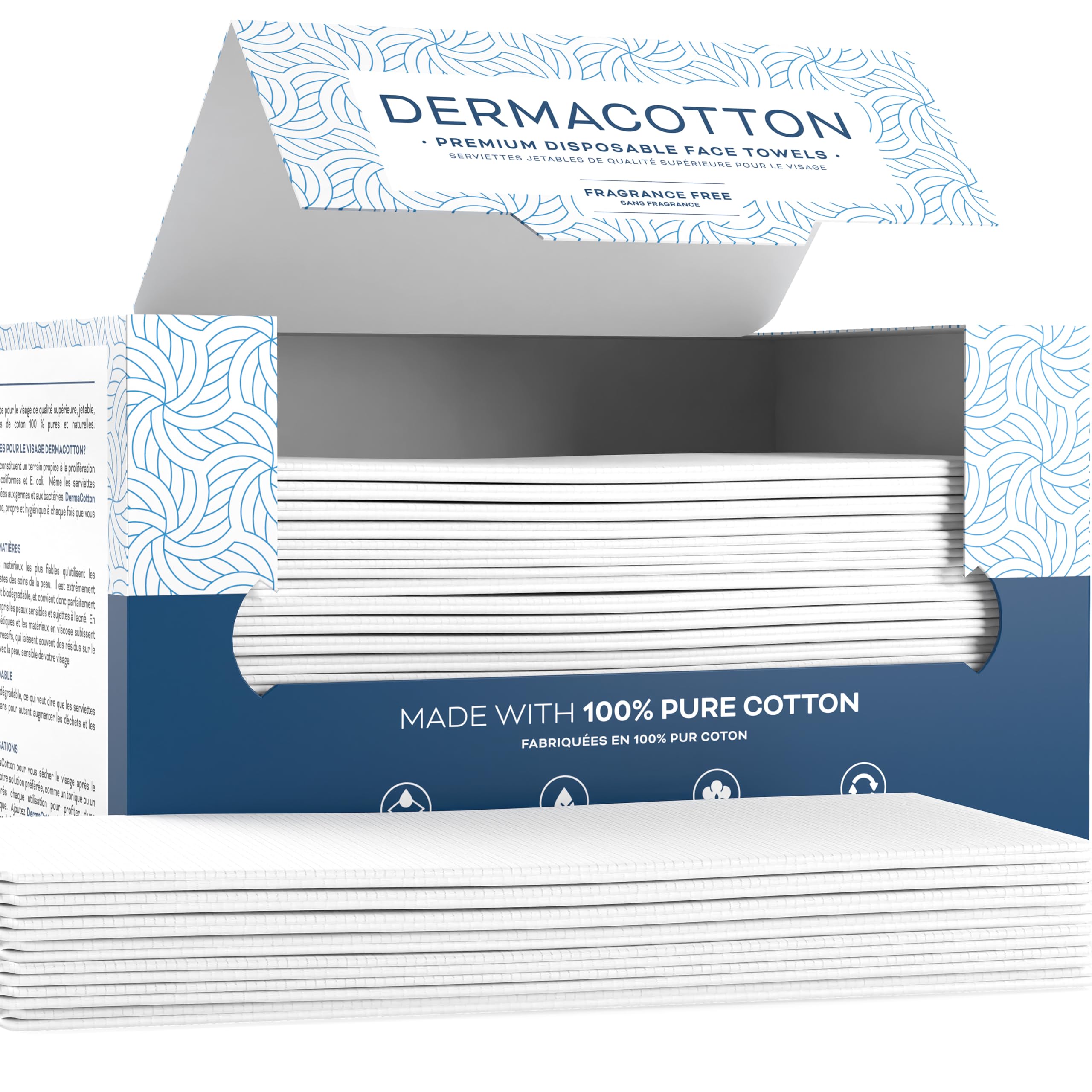 Dermacotton 100% cotton face towels pack for daily cleansing.