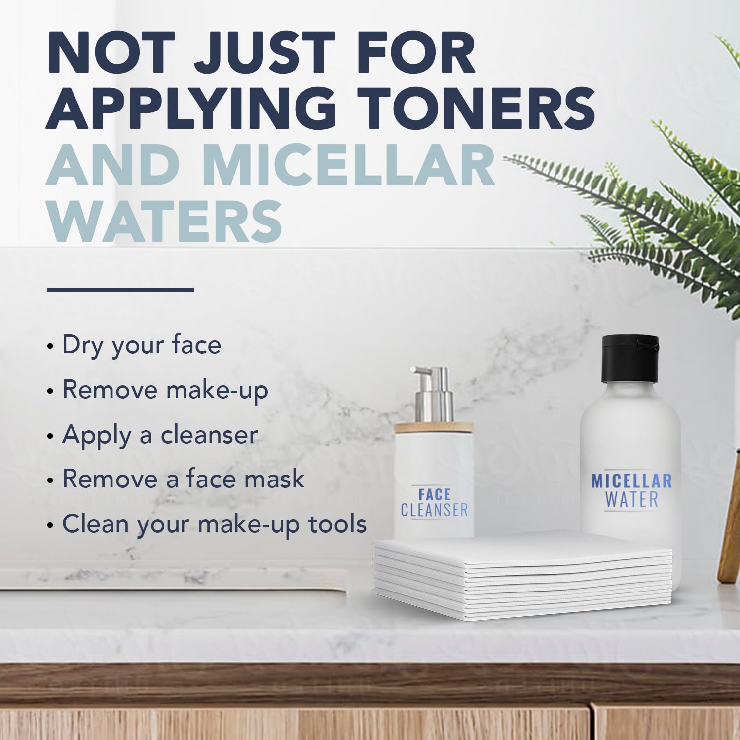 Dermacotton biodegradable skincare towels emphasizing eco-friendly disposal.