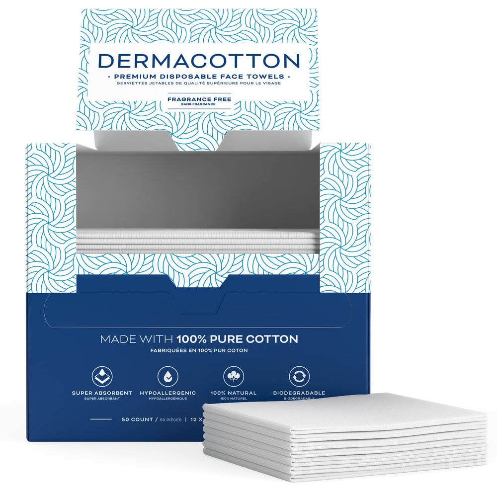 Dermacotton face washing routine close-up demonstrates cleansing with ultra-soft fibers.