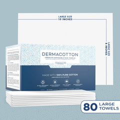 Dermacotton large soft disposable towels closeup for quick cleansing.