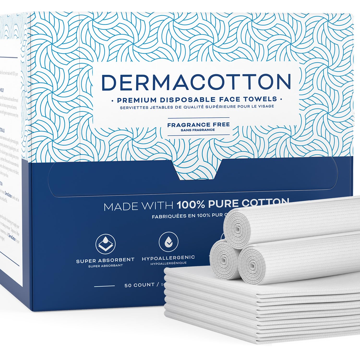 Dermacotton X-Large face towels pack front view for a clean daily skincare ritual.