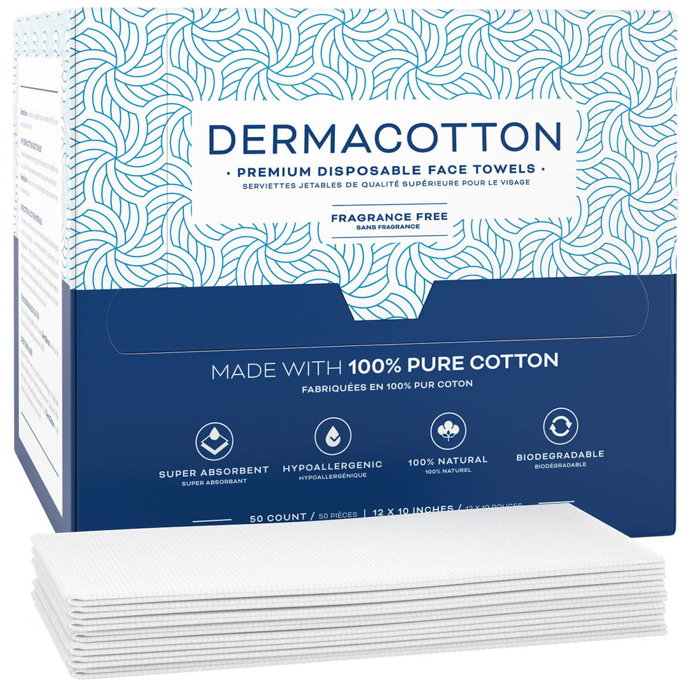 Dermacotton x-large face towels pack for clean, gentle cleansing morning and night.