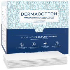 Dermacotton x-large face towels pack for clean, gentle cleansing morning and night.