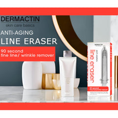 Dermactin 90 Second Line Eraser applicator close-up shows creamy texture for quick line reduction.