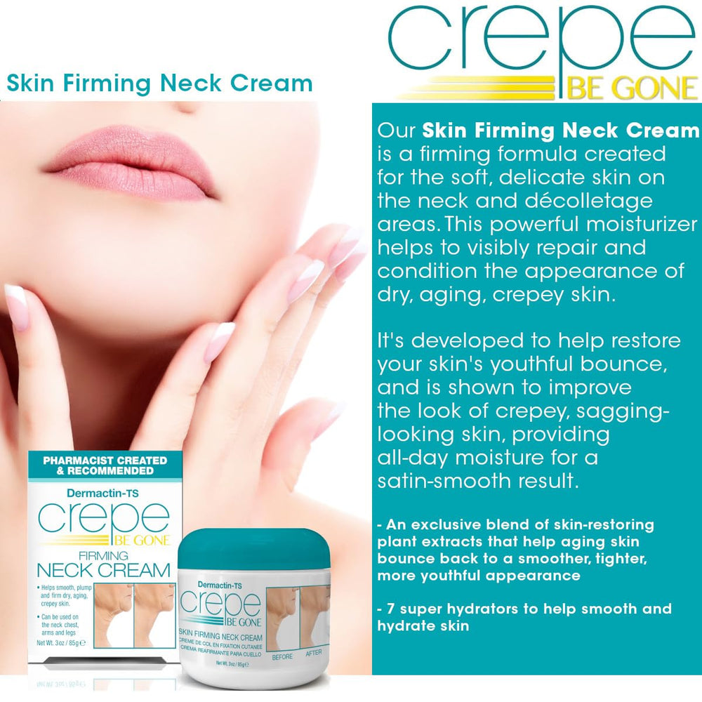 Dermactin Crepe Be Gone jar closeup highlights rich formula for hydration and elasticity.
