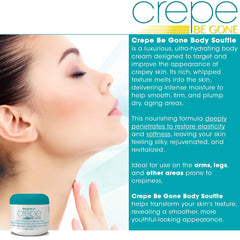 Dermactin Crepe Be Gone Body Souffle shows silky texture melting into dry areas.