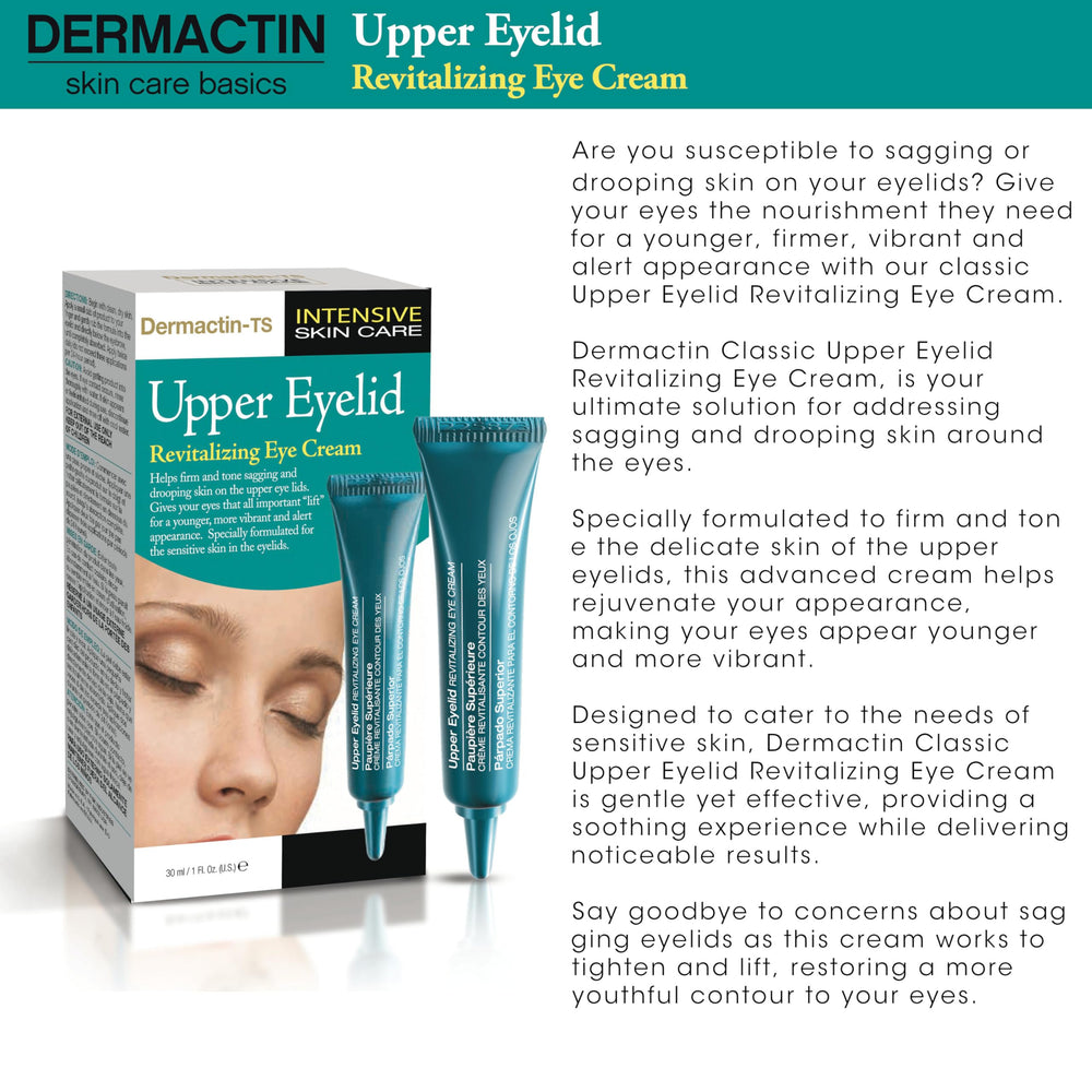 Dermactin eye lifting and firming cream closeup highlights contour-enhancing lift for a refreshed look.