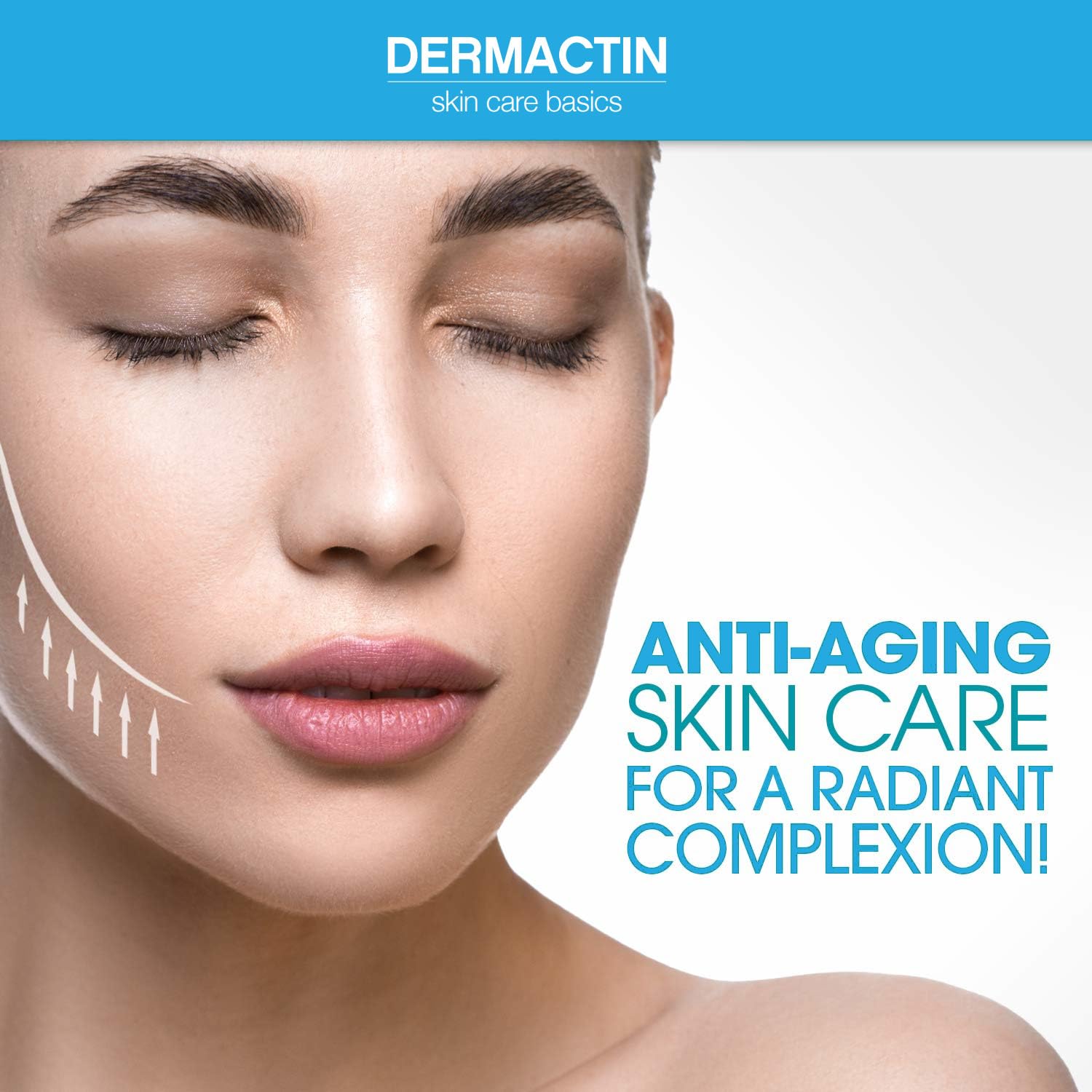 Dermactin Eye-Line Eraser before-after collage showing smoother skin texture