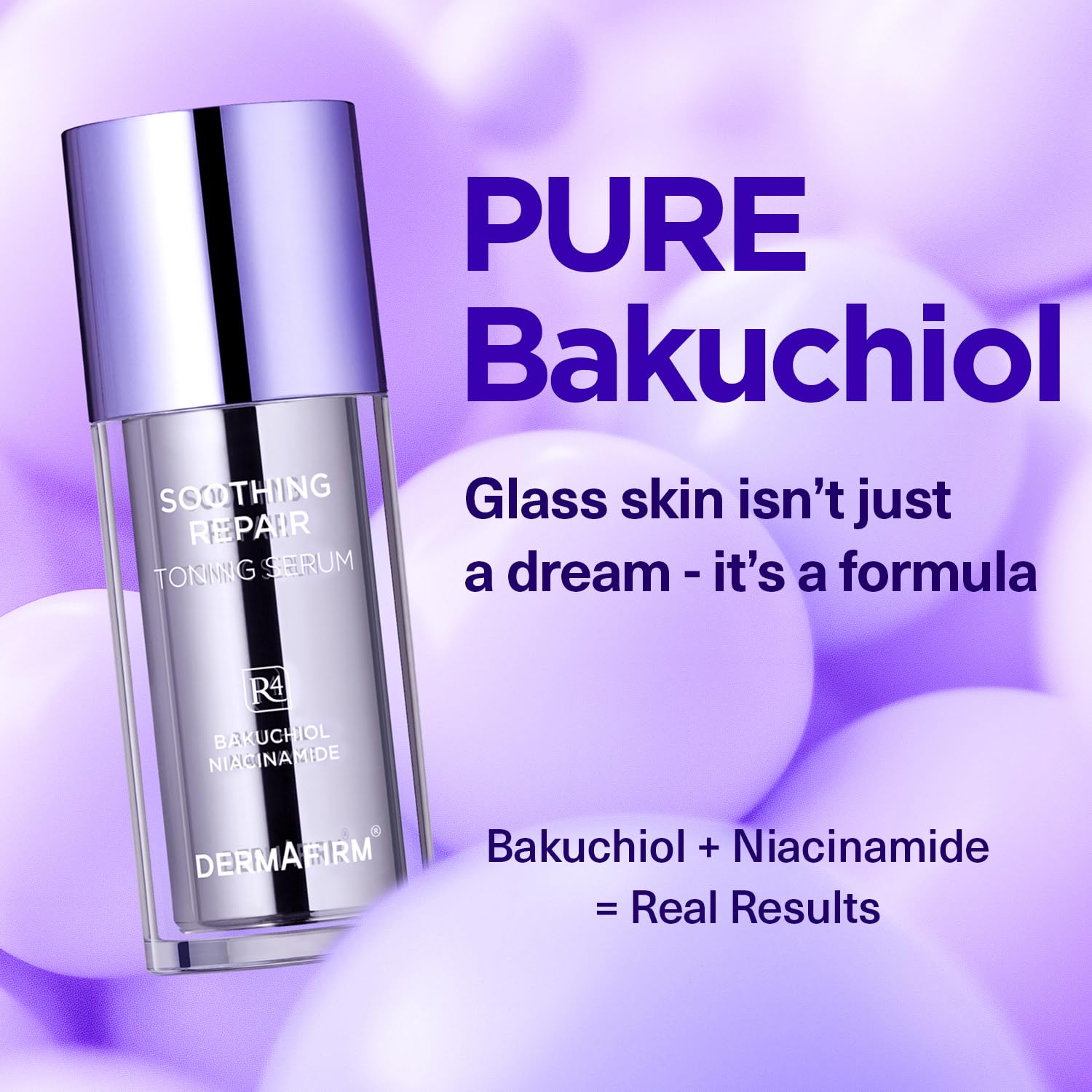 Dermafirm bakuchiol serum dropper—even distribution for smoother, calmer skin.