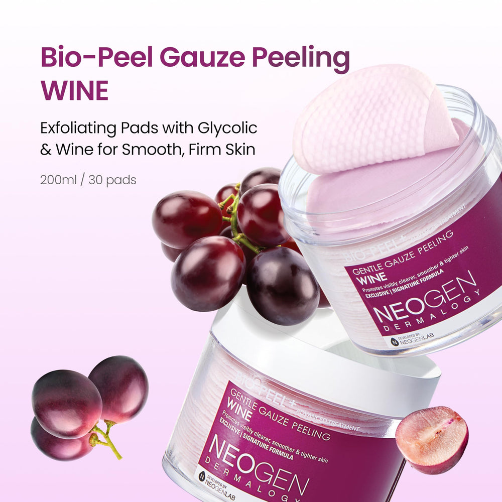 DERMALOGY by NEOGENLAB Bio-Peel Gauze Wine Pad closeup reveals textured gauze for effective exfoliation.