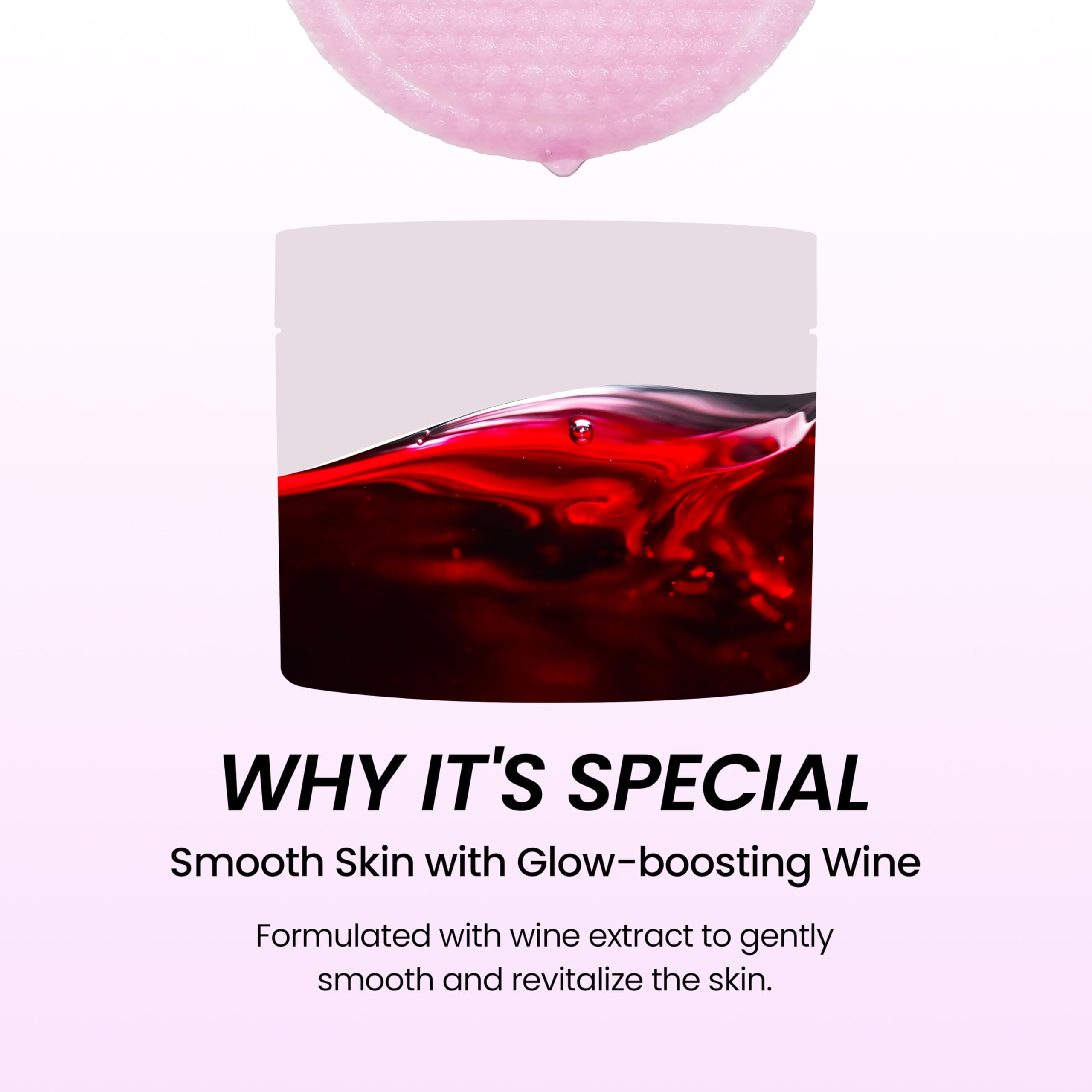 DERMALOGY by NEOGENLAB Bio-Peel Gauze Wine Pad application shows serum transfer for smoother skin.