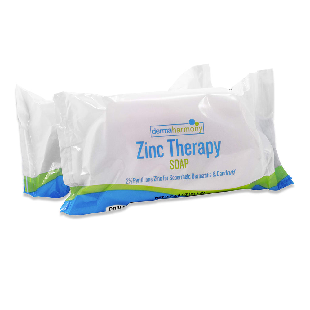 DermaHarmony 2% Pyrithione Zinc soap bar closeup for gentle cleansing on sensitive skin