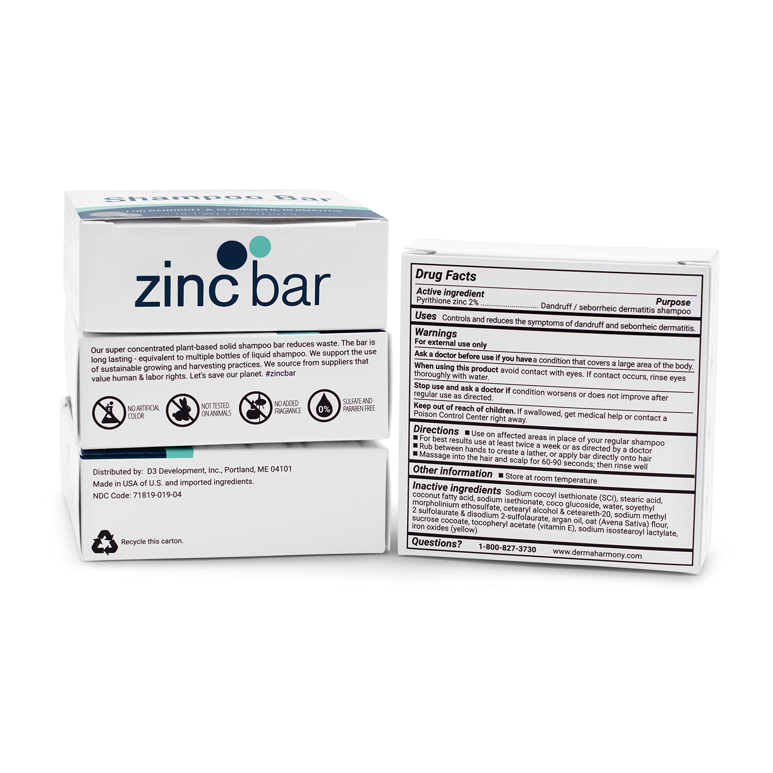 DermaHarmony 2% zinc pyrithione image suggests dandruff symptom support.