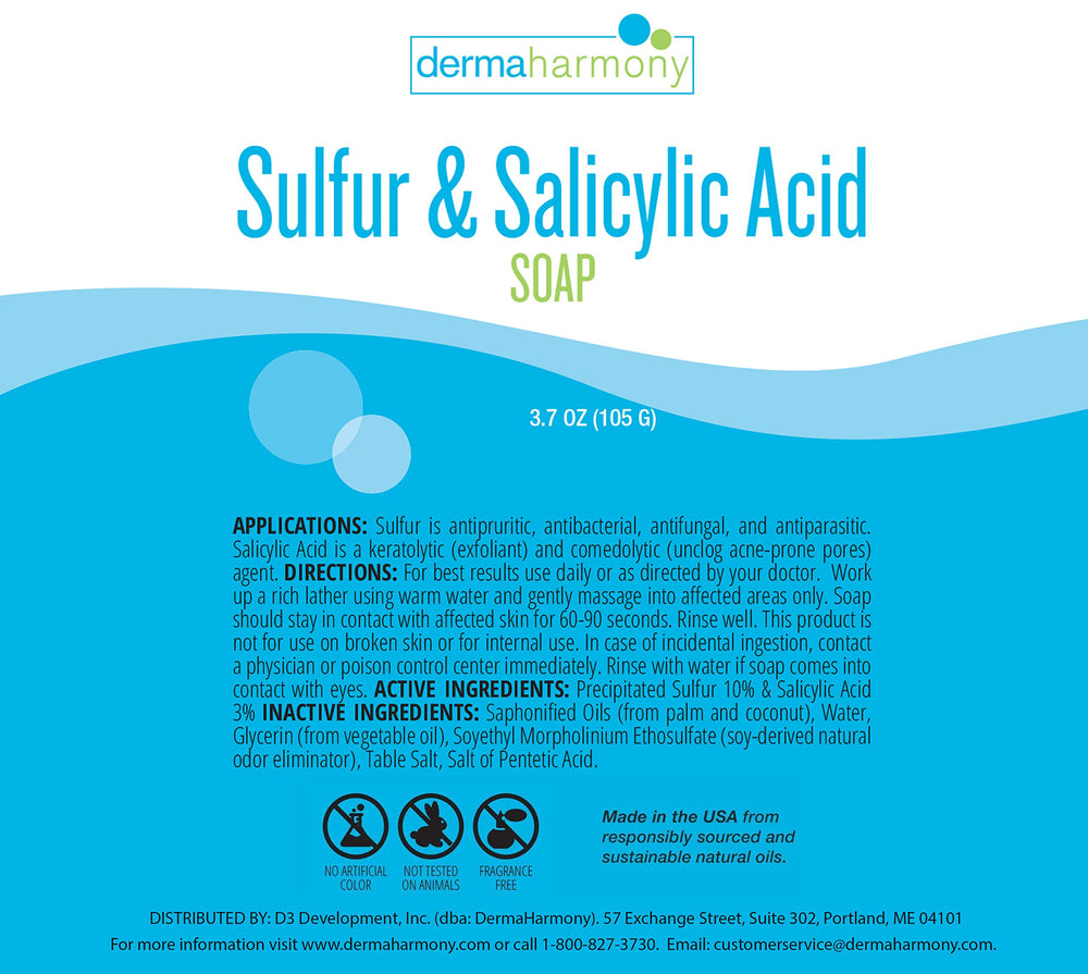 DermaHarmony sulfur close-up highlights exfoliation and oil balance.
