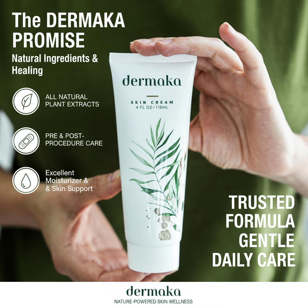 Dermaka arnica cream bottle showcases soothing post-application relief and customization for sensitive skin