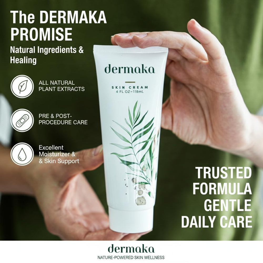 Dermaka arnica cream bottle showcases soothing post-application relief and customization for sensitive skin