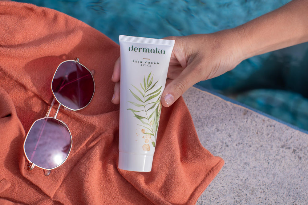 Dermaka face moisturizer application shows smooth texture and quick absorption
