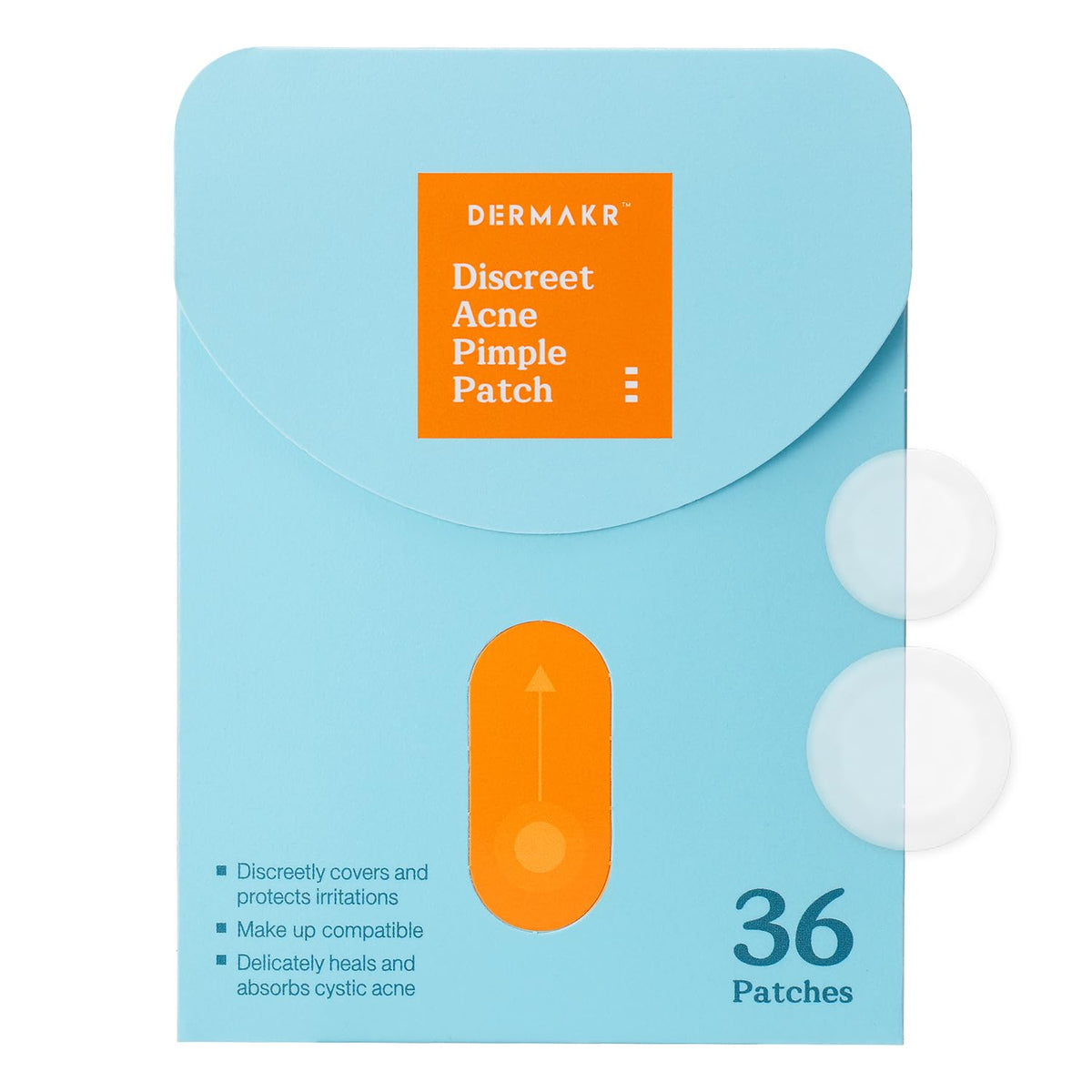DERMAKR discreet acne patch packaging showing a four-pack for on-the-go use