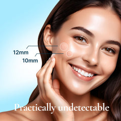 DERMAKR hydrocolloid patch on skin demonstrates invisible coverage