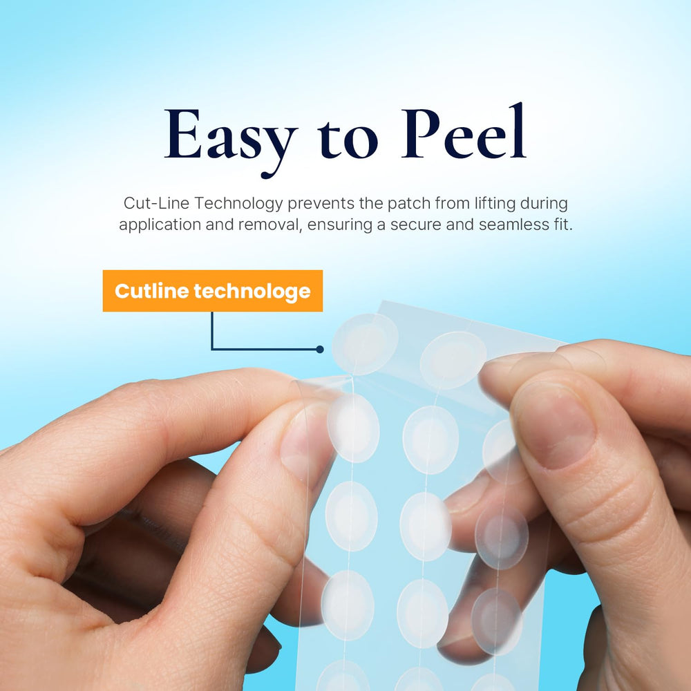 DERMAKR patch close-up reveals ultra-thin, transparent hydrocolloid sheet