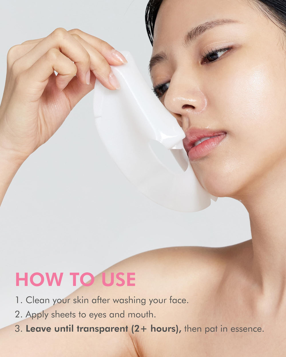 DERMAL Collagen Hydrogel Mask after-use glow suggests refreshed, hydrated skin.