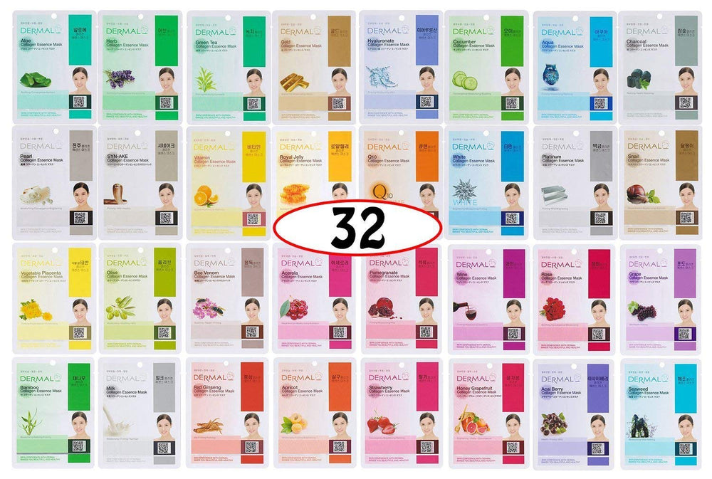 DERMAL Korean collagen face mask pack cover for hydrating, soothing skin care routines.