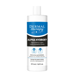 Dermal Therapy Alpha Hydroxy Lotion bottle pour shows fragrance-free hydration for dry skin.